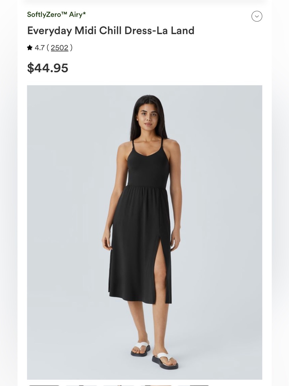 Halara Softly Zero Black Midi Chill Dress Racerback 3X